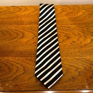 Sulka Black and White Striped Silk Tie